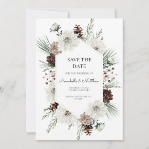 Invitation Rustic Winter Holiday Enregistrer la date