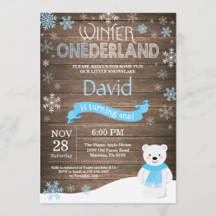 Invitation Rustic Winter Onederland 1er Anniversaire Invitati