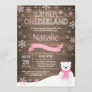 Invitation Rustic Winter Onederland 1er Anniversaire Invitati