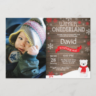 Invitation Rustic Winter Onederland 1er Anniversaire Invitati