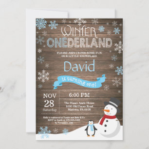 Invitation Rustic Winter Onederland 1er Anniversaire Invitati