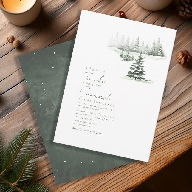 Invitation Rustic Winter Wedding Sage Green ID1049 (Créateur téléchargé)