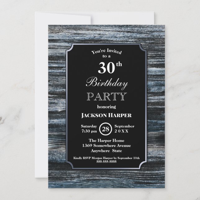Invitation Rustic Wood 30e fête d'anniversaire (Devant)