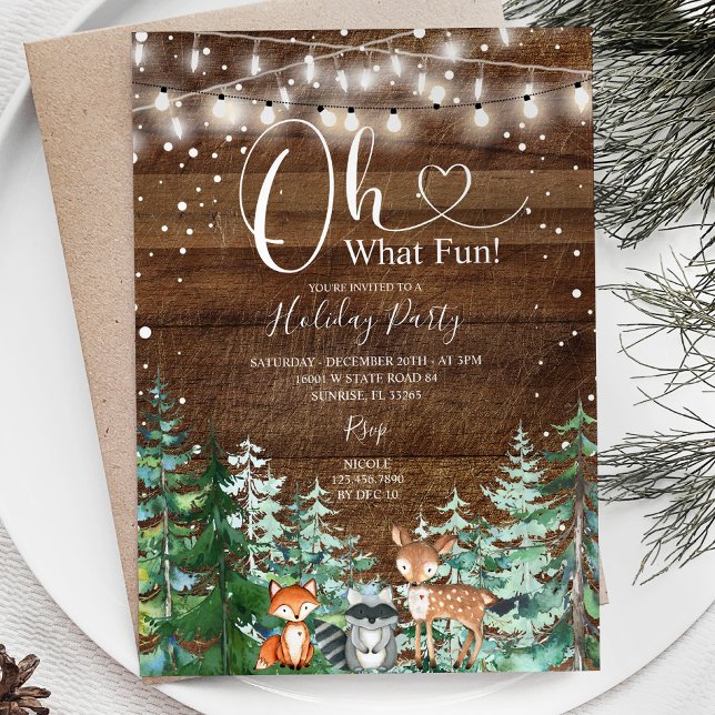 Invitation Rustic Wood Animal Pine Trees Fête (Créateur téléchargé)