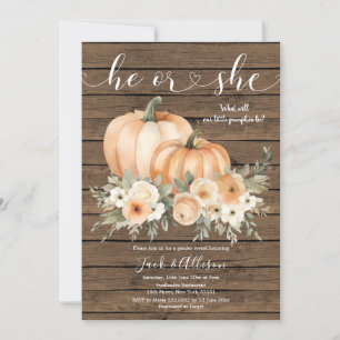 Invitation Rustic Wood Automne Lui ou elle Citrouille Genre R