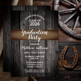 Invitation Rustic Wood Burlap No Photo Graduation Party