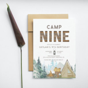 Invitation Rustic Wood Camping Neuvième anniversaire