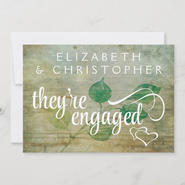 Invitation Rustic Wood Country Engagement Party (Devant)
