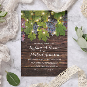Invitation Rustic Wood Country Winery Twinkle Mariage