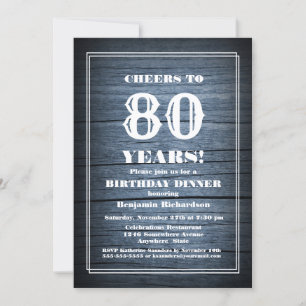 Invitation Rustic Wood Diner 80e anniversaire