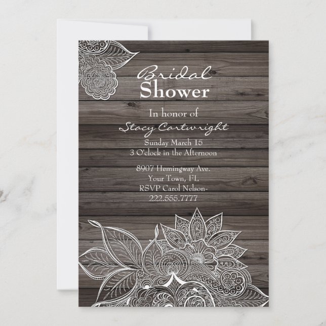 Invitation Rustic Wood et Mandala Bridal Show (Devant)