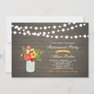Invitation Rustic Wood Fall Floral Surprise Retraite Party