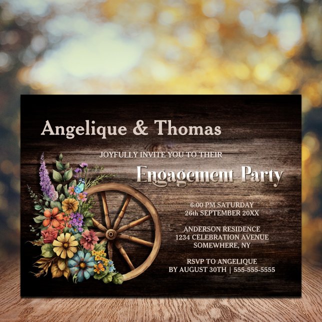 Invitation Rustic Wood Floral (Créateur téléchargé)
