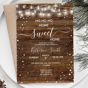 Invitation Rustic Wood Home Sweet Home Fête de chauffage dome