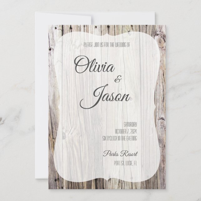 Invitation Rustic Wood Look (Devant)