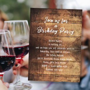Invitation Rustic Wood Milestone fête d'anniversaire pour lui