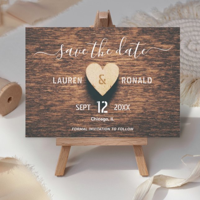 Invitation Rustic Wood Photo Save the Date Mariage de automne (save the date wood invitation card)