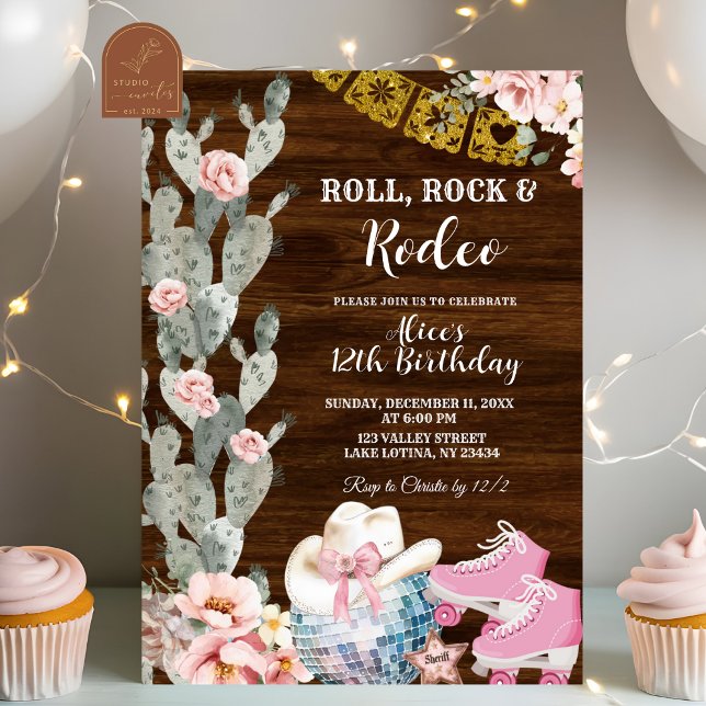 Invitation Rustic Wood Roll, rock et rodeo anniversaire (Créateur téléchargé)