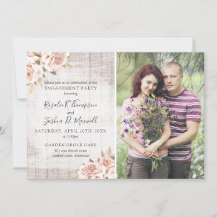 Invitation Rustic Wood & Shabby Roses
