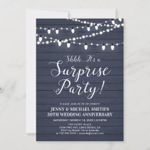 Invitation Rustic Wood Surprise Mariage Anniversaire fêté Inv