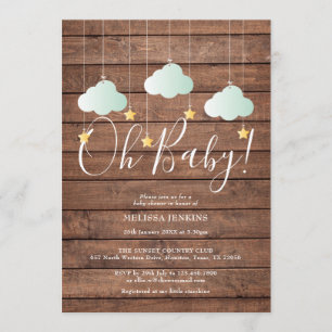 Invitation Rustic Wood Twinkle Twinkle Oh Baby Baby shower