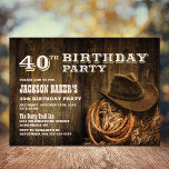 Invitation Rustic Wood Western 40e fête d'anniversaire<br><div class="desc">Invitation vos amis et proches à votre fête de 40e anniversaire avec cette invitation rustique de l'ouest du bois.</div>