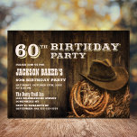 Invitation Rustic Wood Western 60e fête d'anniversaire<br><div class="desc">Invitation vos amis et les proches à votre 60e anniversaire de fête avec cette invitation rustique de l'ouest du bois.</div>