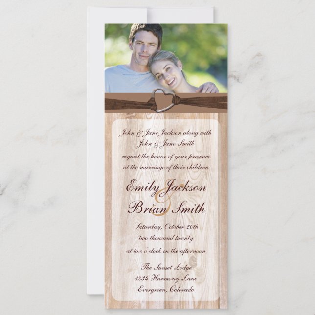 Invitation Rustic wooden customizable rack wedding cards (Devant)