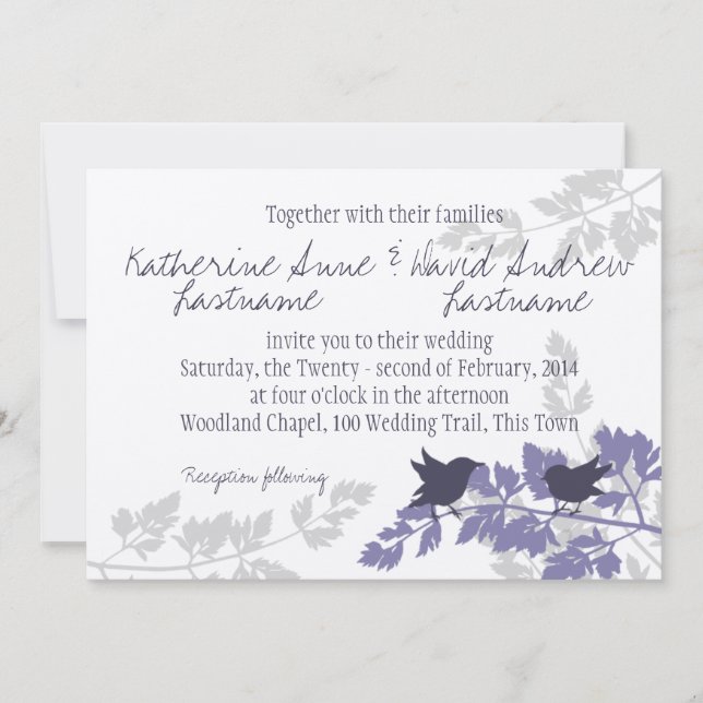 Invitation Rustic Woodland Birds Mariage (Devant)