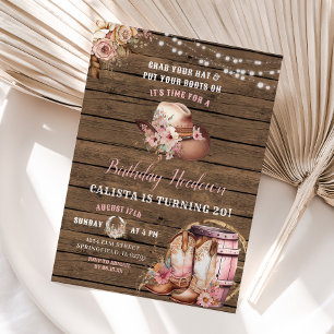 Invitation Rustic Woods Cowgirl Birthday Hodown