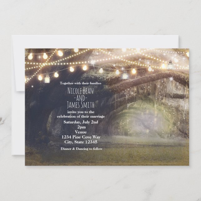 Invitation Rustic Woods Enchanted Forest & Lumières Mariage (Devant)