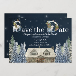 Invitation Rustic Woods Winter Wonderland Enregistrer la date