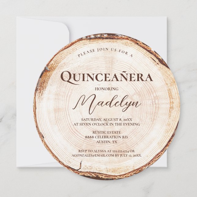 Invitation Rustique 15e anniversaire Quinceanera Grain de boi (Devant)
