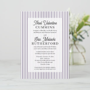 Invitation Rustique 4 jeux de parents rayure violette