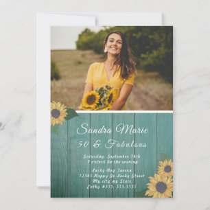 Invitation Rustique 50 et fabuleux   Sunflower Green Annivers