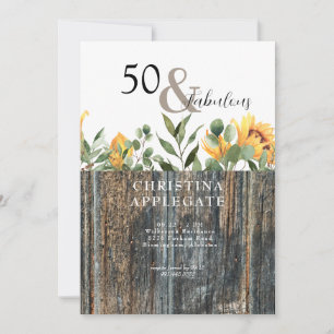 Invitation Rustique 50 & Fabuleux Sunflower Anniversaire