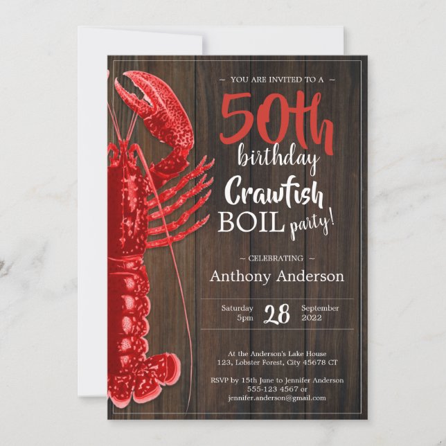 Invitation Rustique 50e anniversaire de fête Crawfish Boil ro (Devant)