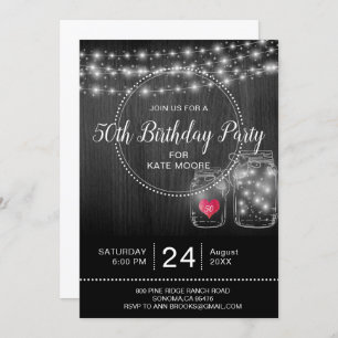 Invitation Rustique 50e anniversaire String éclats Mason Jars