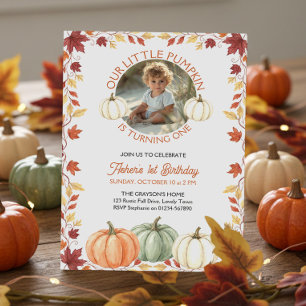 Invitation Rustique Anniversaire de 1 an de Citrouille Automn