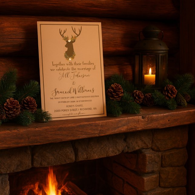 Invitation Rustique Antler Floral Mariage Boho Pays (Créateur téléchargé)