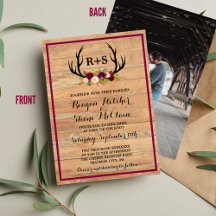 Rustique Antlers Floral Bourgogne Mariage bois