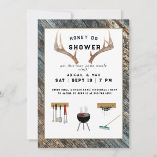 Invitation Rustique Antlers Honey Do Couples Wedding shower