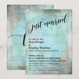 Invitation Rustique Aqua Célébration de mariage juste après l