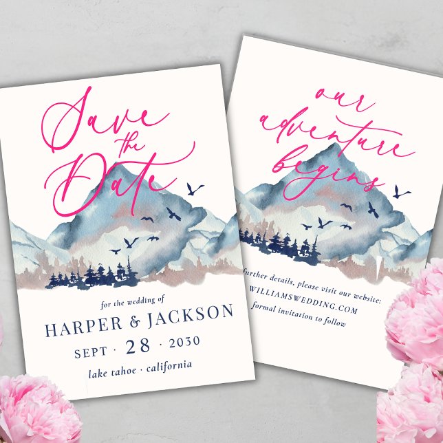 Invitation Rustique aquarelle Forêt de bois Enregistrer la da (Créateur téléchargé)