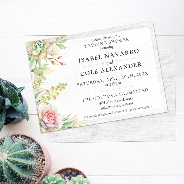 Invitation Rustique Aquarelle Succulent Couple Wedding shower (Créateur téléchargé)