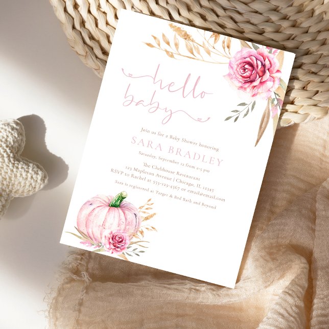 Invitation Rustique automne boho Citrouille bébé Fille douche (Créateur téléchargé)