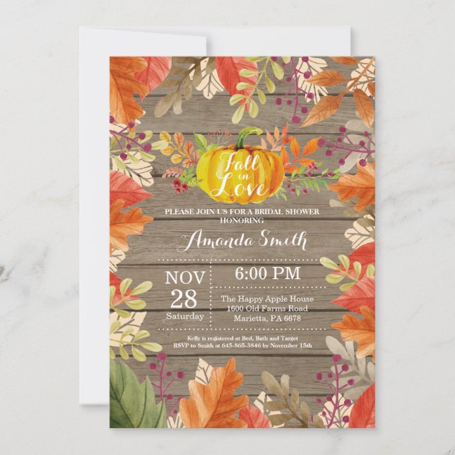 Invitation Rustique Automne Bridal Showback (Devant)