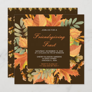 Invitation Rustique Automne Feuilles d'automne Friendsgiving
