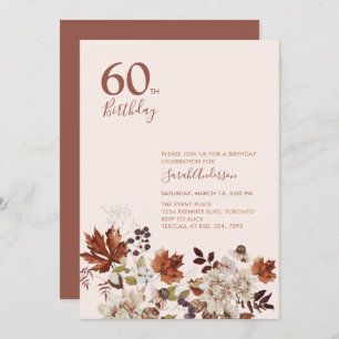 Invitation Rustique Automne Floral Adulte Jalon Anniversaire