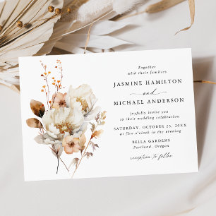 Invitation Rustique Automne Floral Bouquet Mariage